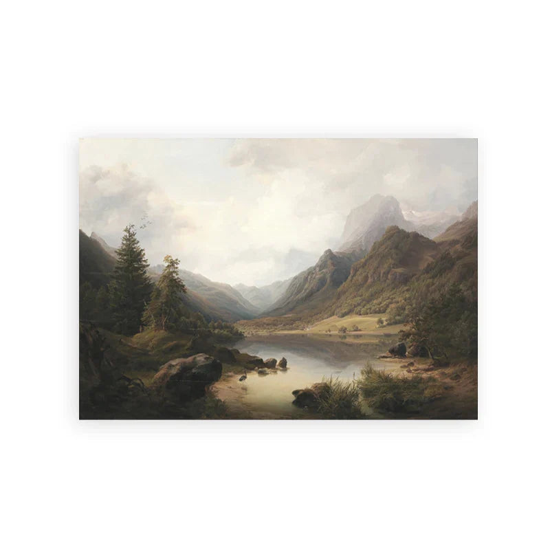 Rustic Vintage Landscape Oil Painting Mountain Forest Wall Art Fine Art Canvas Prints Gallery Wall Pictures For Living Room Dining Room Art Decoration | Skanto