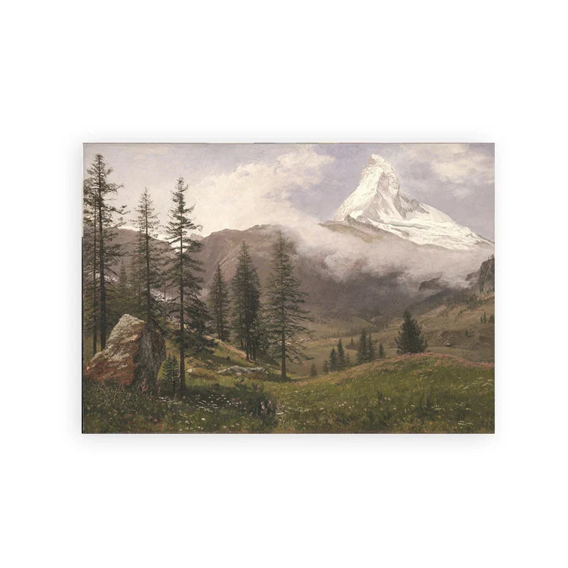 Rustic Vintage Landscape Oil Painting Mountain Forest Wall Art Fine Art Canvas Prints Gallery Wall Pictures For Living Room Dining Room Art Decoration | Skanto