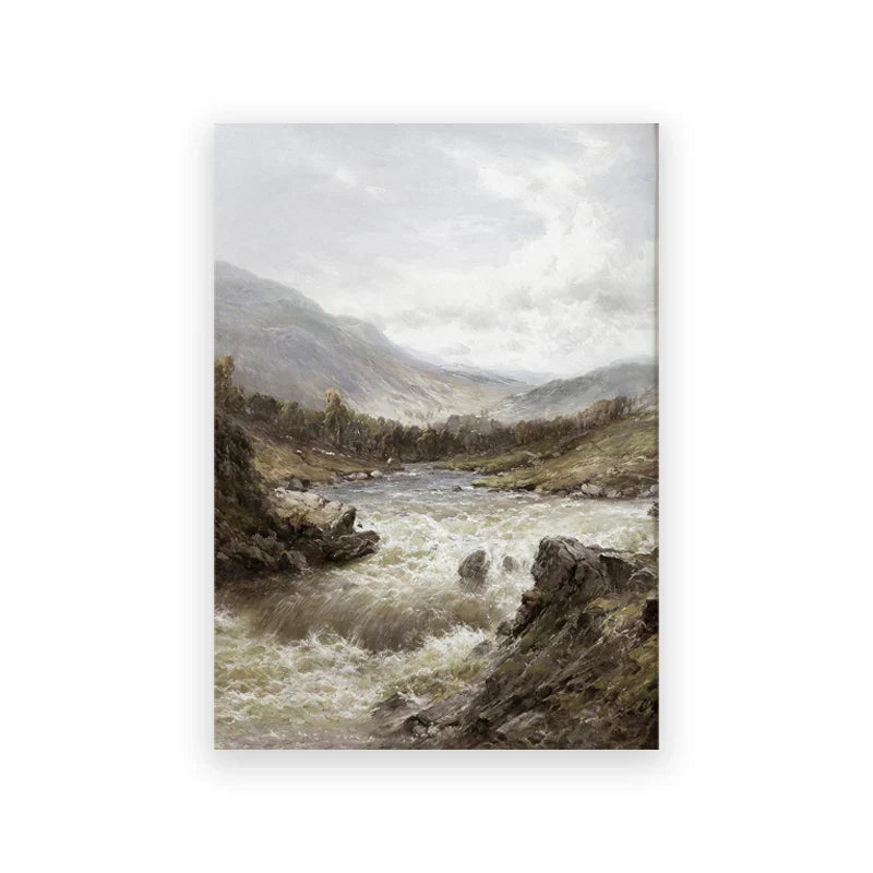 Rustic Vintage Landscape Oil Painting Mountain Forest Wall Art Fine Art Canvas Prints Gallery Wall Pictures For Living Room Dining Room Art Decoration | Skanto