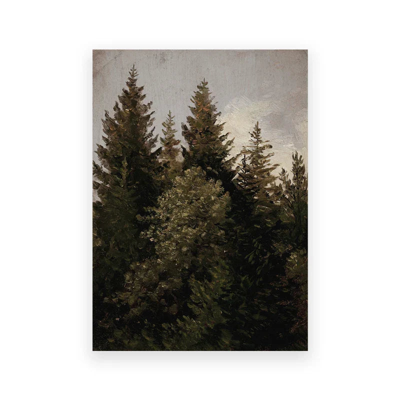 Rustic Vintage Landscape Oil Painting Mountain Forest Wall Art Fine Art Canvas Prints Gallery Wall Pictures For Living Room Dining Room Art Decoration | Skanto