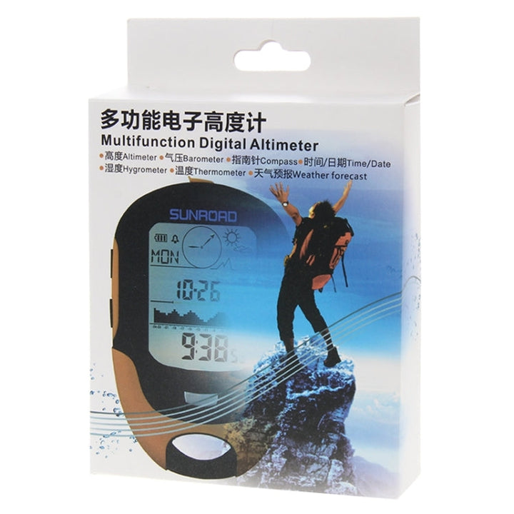 Skanto | SUNROAD Multi-Funksjon LCD Digital Høyde med Kompass & Barometer & Termometer & Hygrometer & Værmelding & LED Lommelykt og Klokke