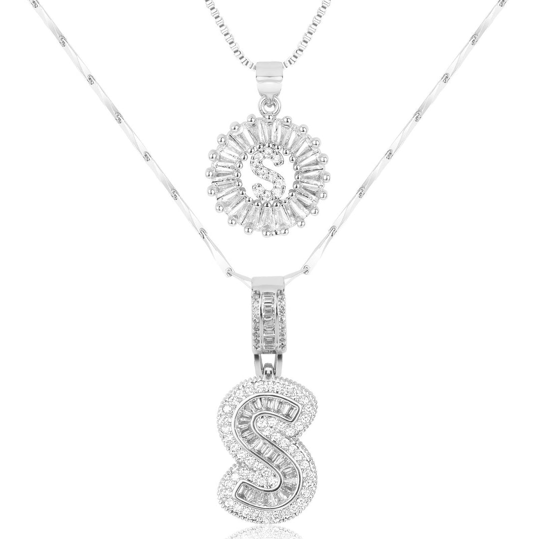 Skanto | 2pc 14k Diamant Bokstav Initial Halskjeder