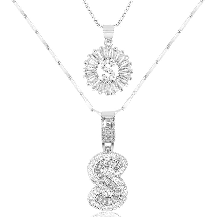 Skanto | 2pc 14k Diamant Bokstav Initial Halskjeder