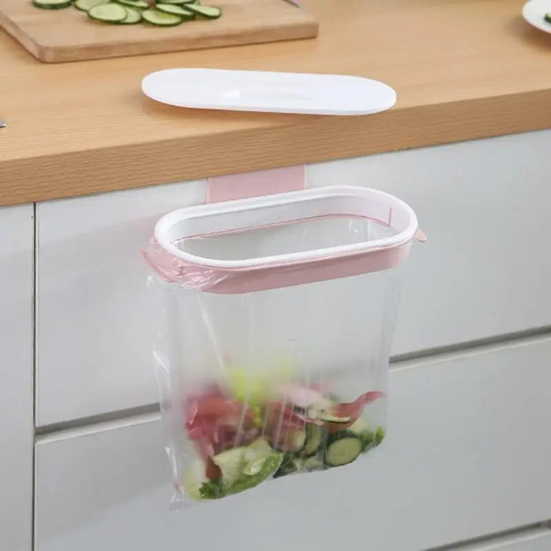 Norvo | Søppelposeholder Cleanuvo ClipBin | Med lokk og ringholder | For hanging på skapdører | Gjenbrukbar og vaskbar