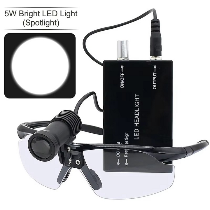 Skanto | Avanserte 5W LED Dental Loupe med dobbelt forstørrelse og justerbart hodelys