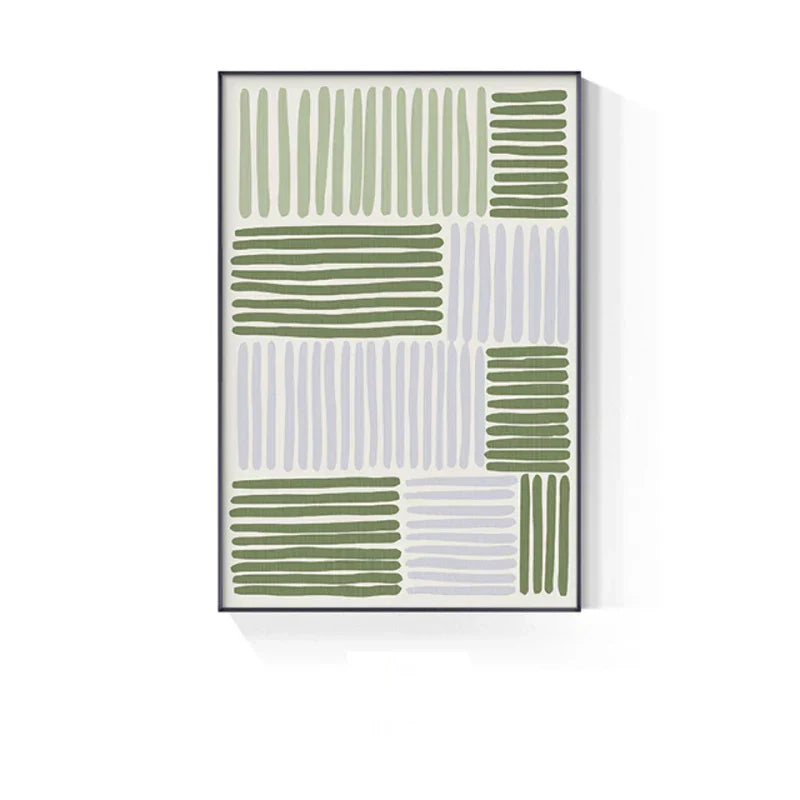 Abstract Green Geometric Line Art Wall Art Fine Art Canvas Prints Pictures for Modern Apartment Living Room Home Office Art Decor | Skanto