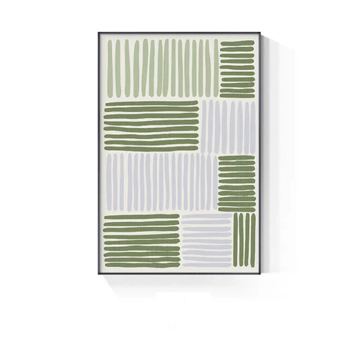 Abstract Green Geometric Line Art Wall Art Fine Art Canvas Prints Pictures for Modern Apartment Living Room Home Office Art Decor | Skanto