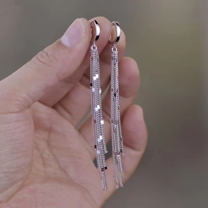 Skanto | Elegant Flow Lange Metal Frynse Øredobber