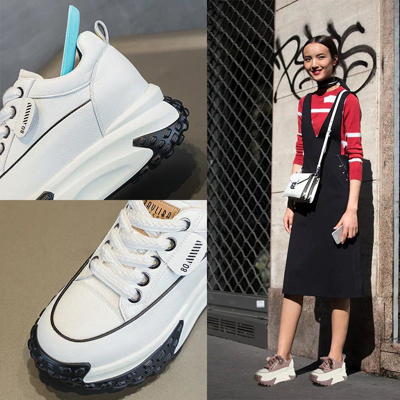 Skanto | 7 cm Plattform Wedge Sneakers laget av Lær