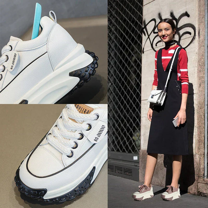 Skanto | 7 cm Plattform Wedge Sneakers laget av Lær