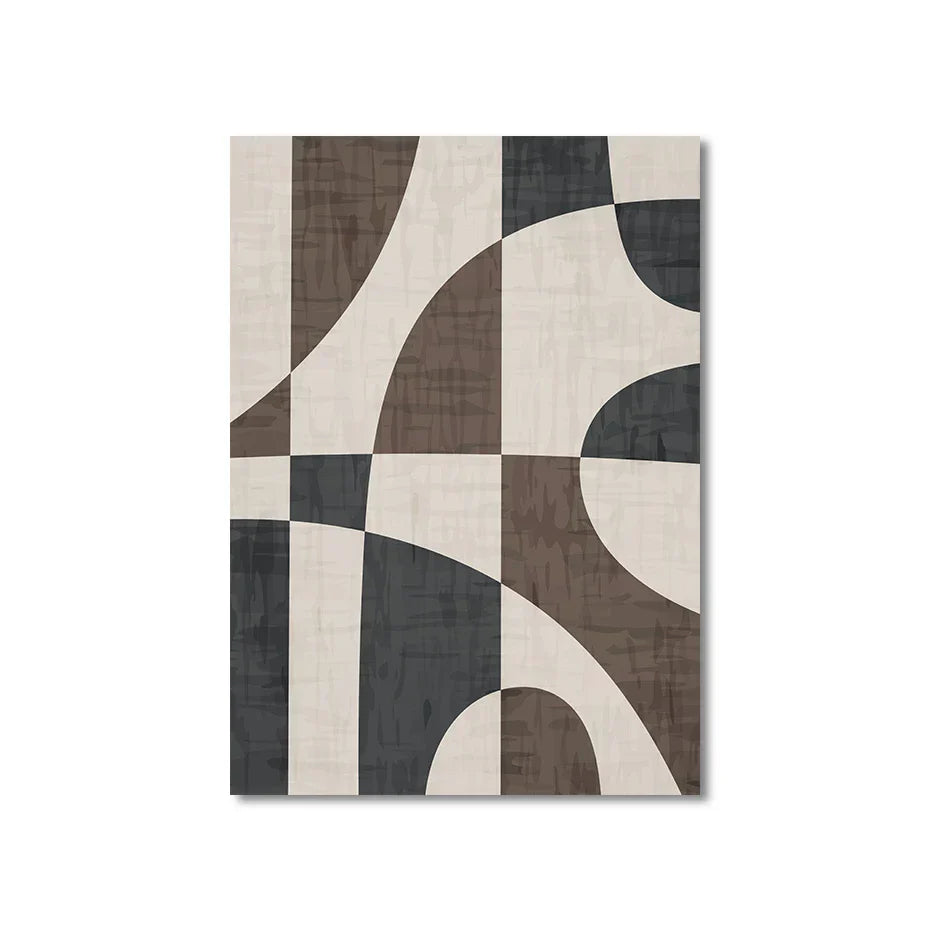 Modern Geometric Brown Beige Abstract Wall Art Fine Art Canvas Prints Pictures for Living Room Bedroom Contemporary Interior Decor | Skanto