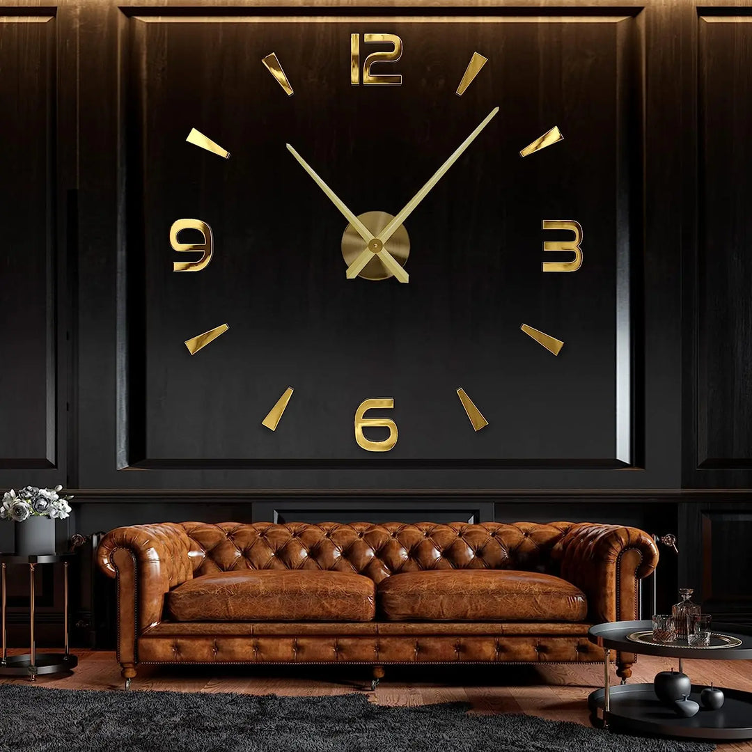 Large DIY 3D Mirror Acrylic Wall Clock for Kitchen, Dining Room, Living Room | Skanto