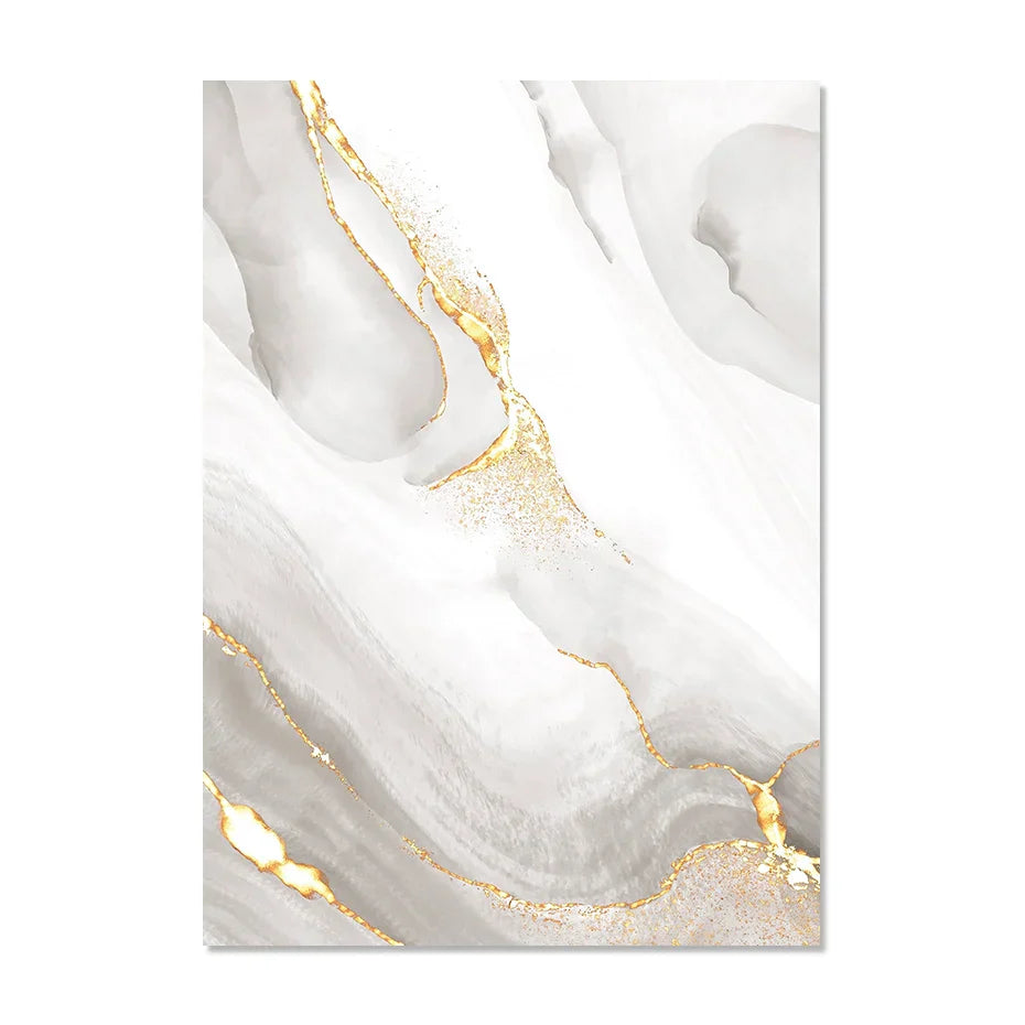 Light Luxury Golden Gray Marble Print Wall Art Quality Canvas Posters Abstract Minimalist Pictures For Modern Living Room Decor | Skanto