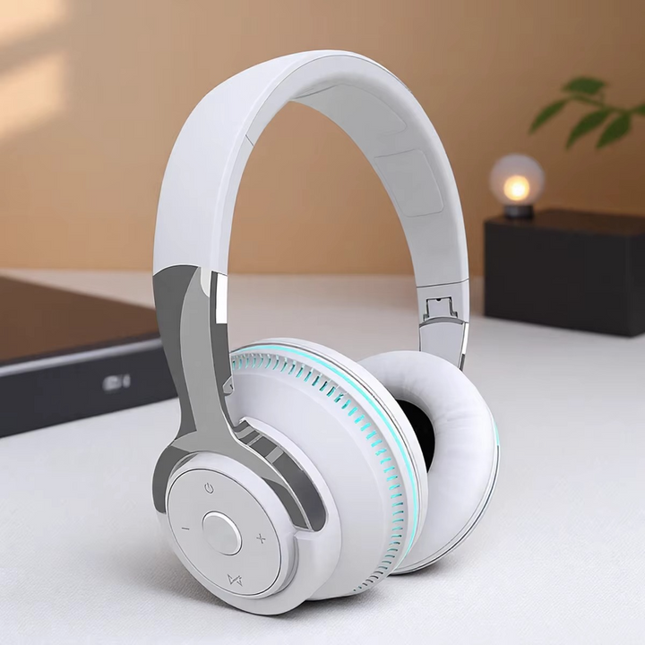 Skanto | Sammenleggbar Bluetooth 5.1 Trådløs Stereo Hodetelefon med Mikrofon for Mobil og Nettbrett