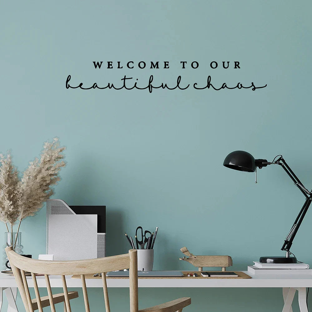 Beautiful Chaos Family Home Wall Sticker Removable Peel and Stick Typographic Wall Decal for Living Room Dining Room Creative DIY Wall Decor | Skanto