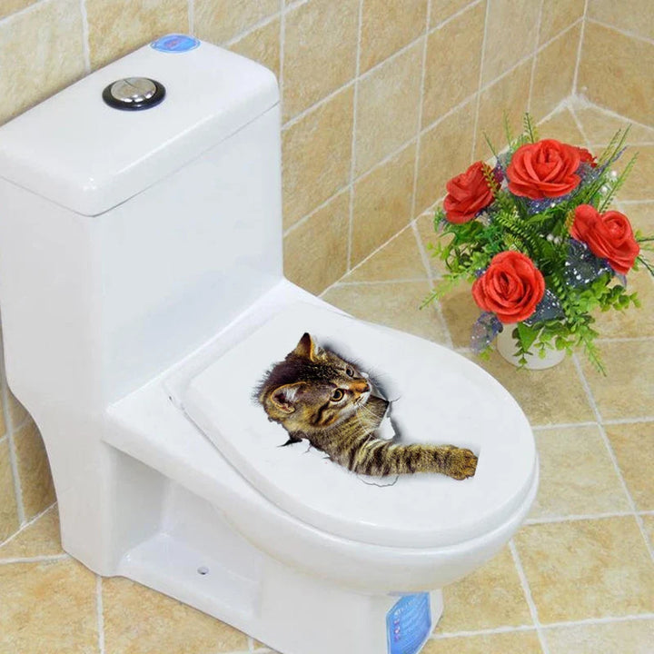 3D Toalettbeskytter Katt Klistremerke | Skanto