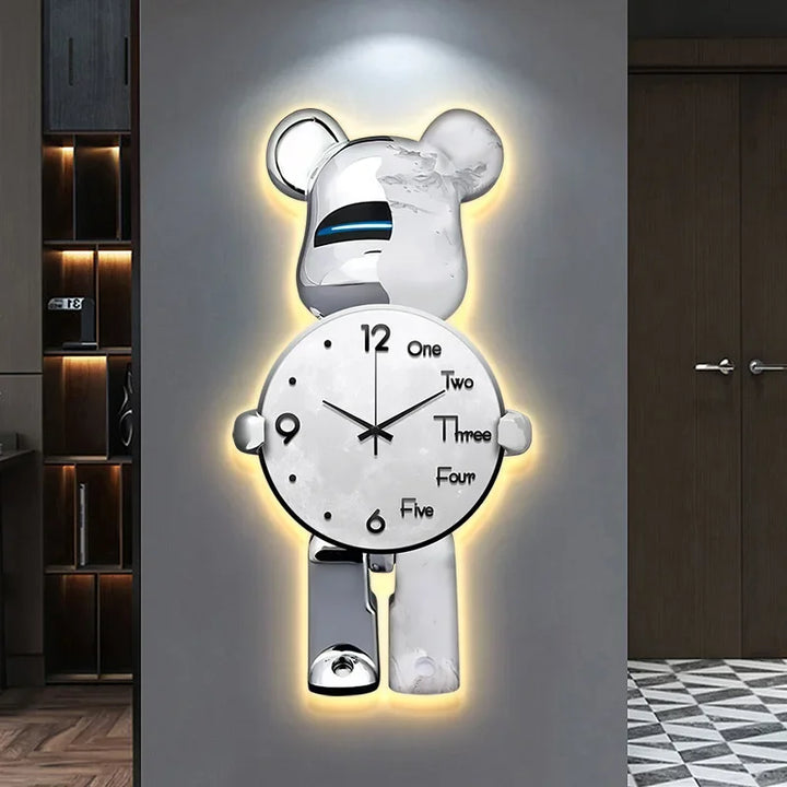 Glødende Stjerne Bamse LED Veggklokke | Skanto