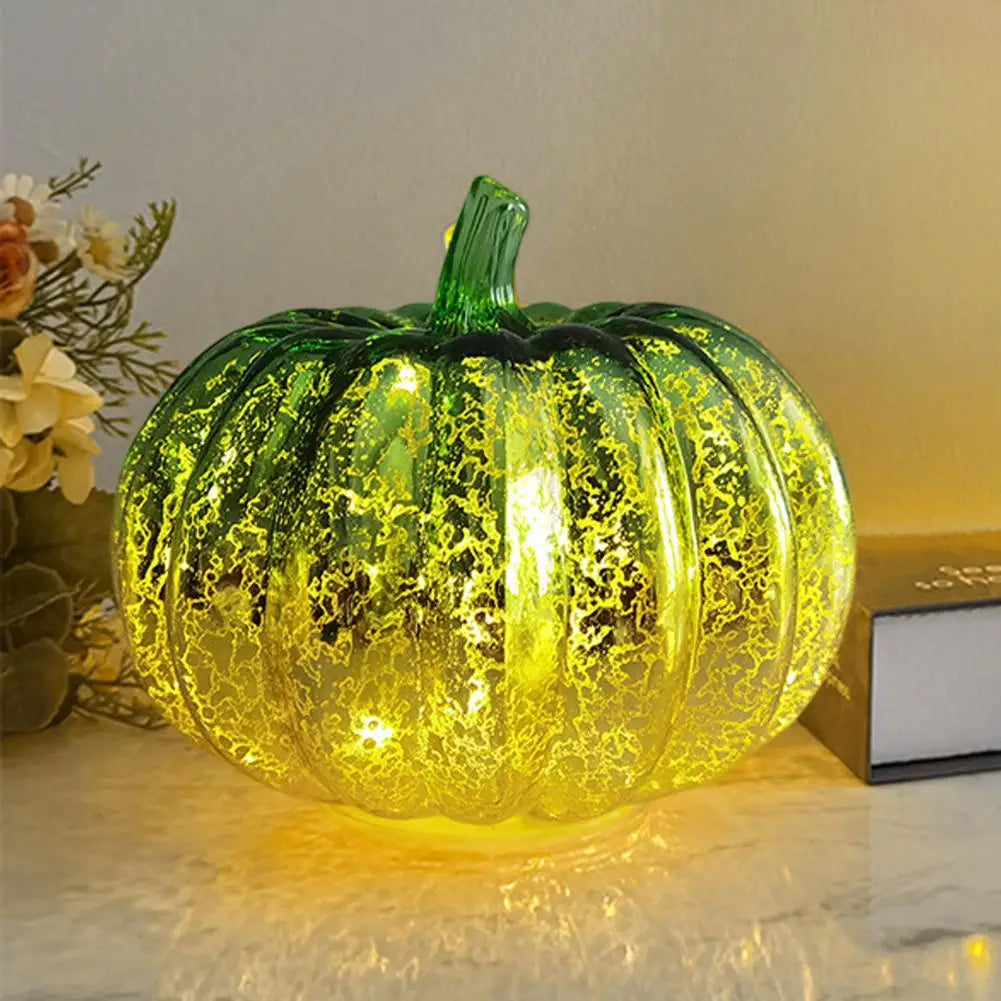 Skanto | Aurelia Glow Glass Pumpkin Decoration | Starry Sky Design | LED- og timerfunksjon | Høst & Halloween