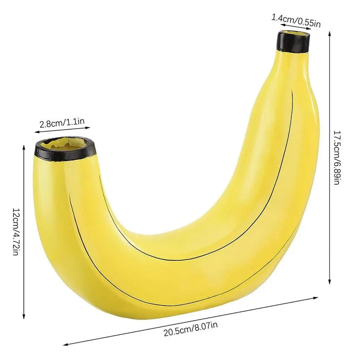 Skanto | Banan vase, blomster vase laget av harpiks, søt bananform, dekorativ bordvase for blomsterarrangementer, stue, soverom, hjemmedekorasjon