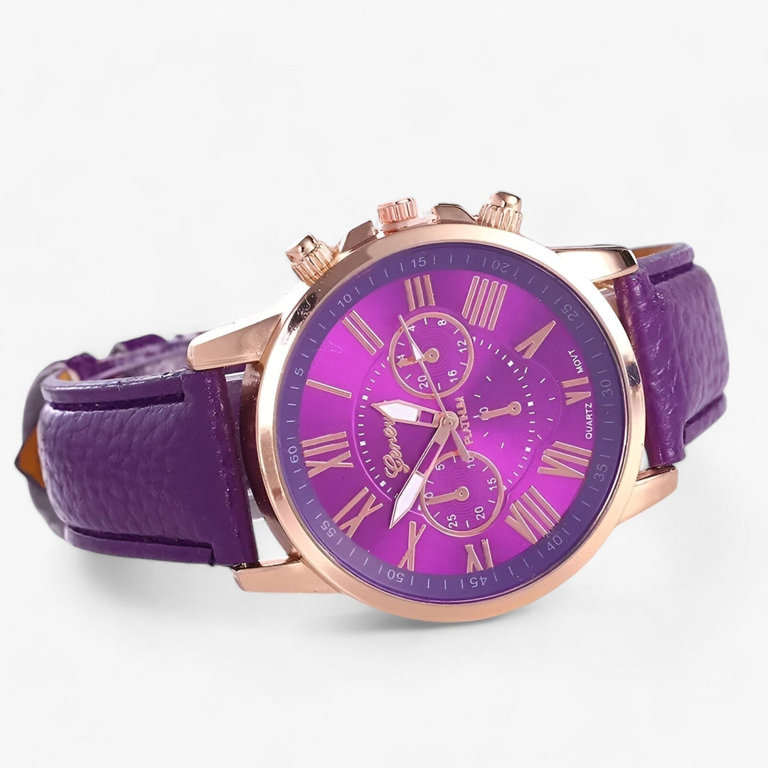 Camille Damenuhr mit wasserdichtem Lederarmbånd, 42mm