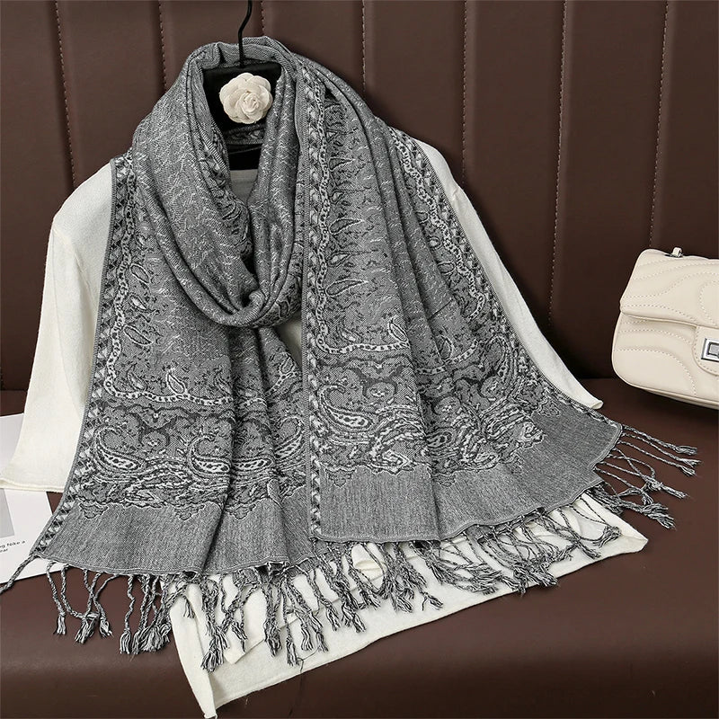 Skanto | Élégancea | Dame skjerf | Cashmere følelse | 70 × 190 cm | Luksus trykk & varm