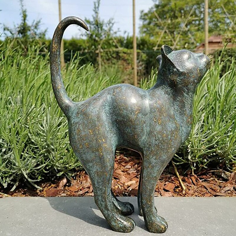 Norvo | Fortryllende Hage Katt Statuer - Purr-fect Harpiks Dekorasjon