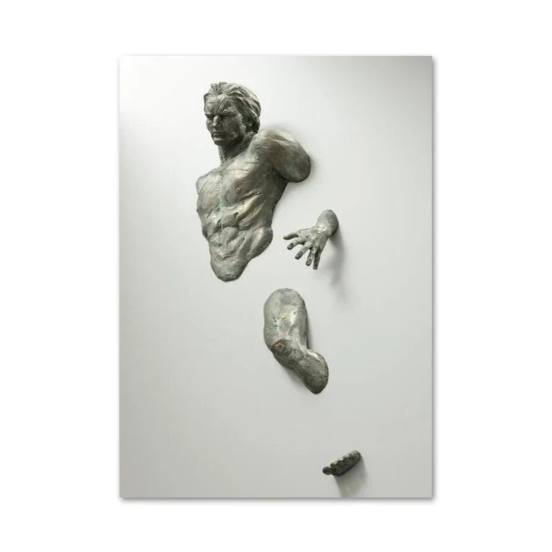 Modern Urban Abstract Iron Statue Wall Art Fine Art Canvas Prints 3D Visualization Figure Art Pictures For Minimalist Apartment Wall Decor | Skanto