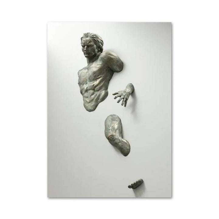 Modern Urban Abstract Iron Statue Wall Art Fine Art Canvas Prints 3D Visualization Figure Art Pictures For Minimalist Apartment Wall Decor | Skanto