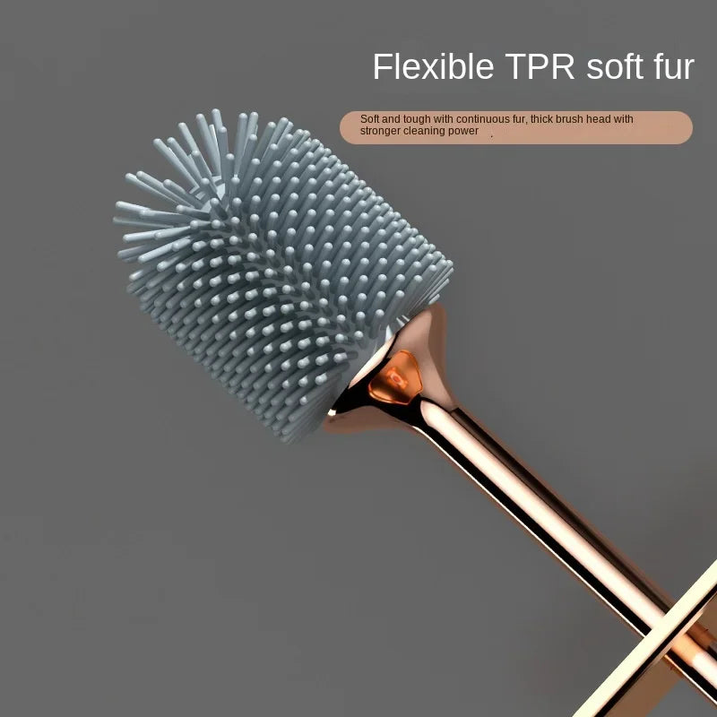 Skanto | CleanFlex Toalettbørstesett | Veggmontert uten boring | Dyp rengjøring med myke TPR-bust