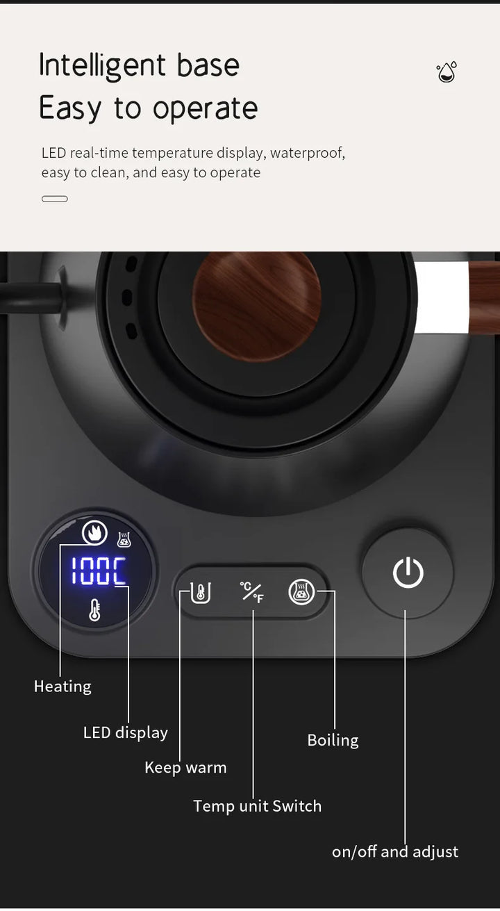 Skanto | 1200W Intelligent Elektrisk Vannkoker - Goose Neck Hånd Brygget Kaffe-kanne for Melkepulver & Presis Brygging