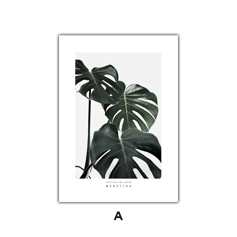 Minimalist Green Leaves Modern Botanical Specimen Wall Art Artistic Canvas Prints Gallery Wall Pictures For Living Room Dining Room Art Decor | Skanto