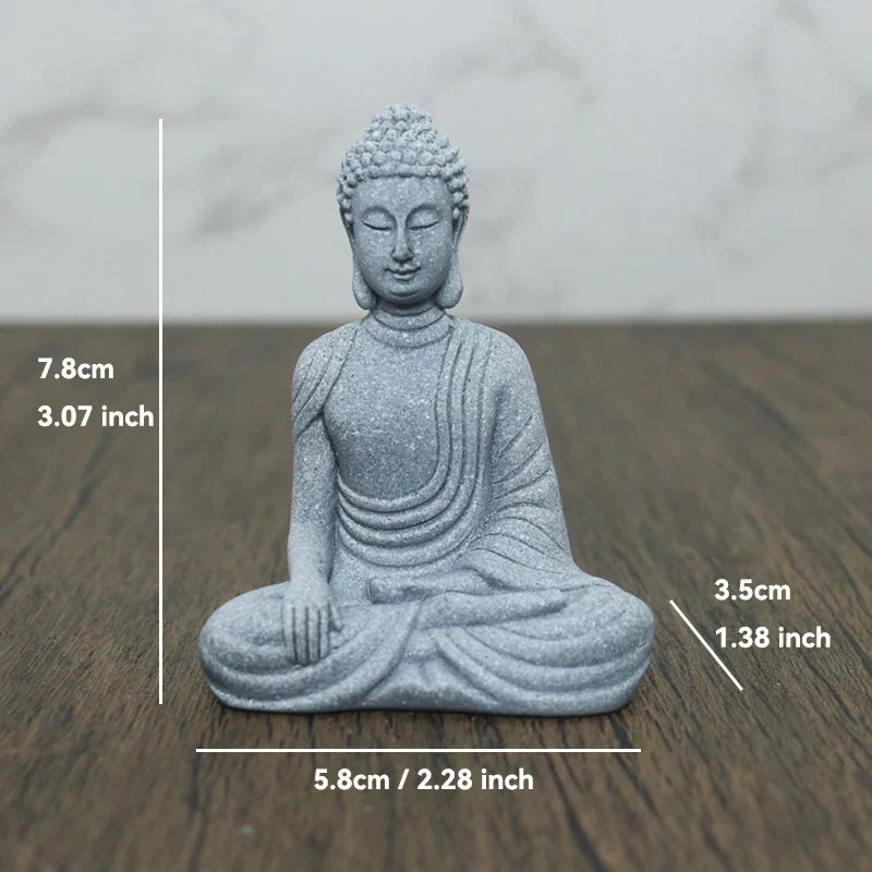 Skanto | Buddha Stein Statue Liten Buddhiste Munker Tibetansk Buddhisme Figurer Zen Hage Ornament Meditasjon Hjem Akvarium Dekorasjon