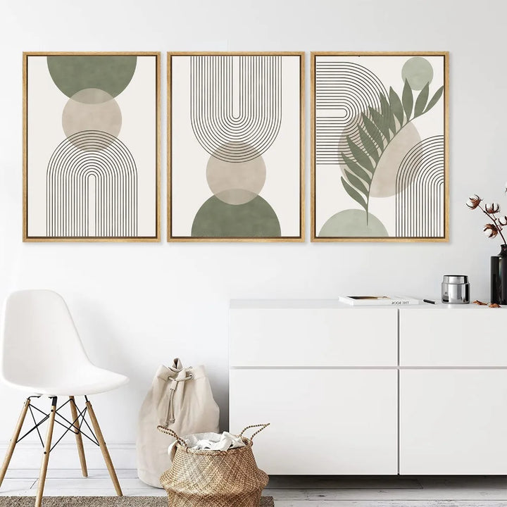Set of 3 Modern Abstract Bohemian Minimalist Geometric Wall Art Fine Art Canvas Prints Posters Pictures For Living Room Decor | Skanto