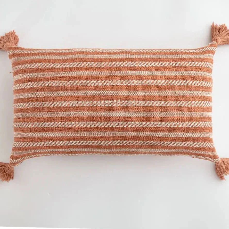 Norvo | Putetrekk med rutemønster og frynser – Dekorativt lin putetrekk for stuen