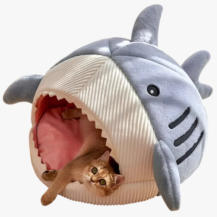 Skanto | SoftBloom Shark Cat Bed – Cozy Hideaway for Indoor