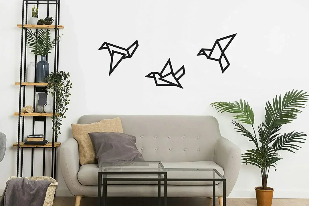 Set of 3Pcs Iron Geometric Birds 3D Wall Decoration For Nordic Living Room Dining Room Bedroom Wall Decor | Skanto