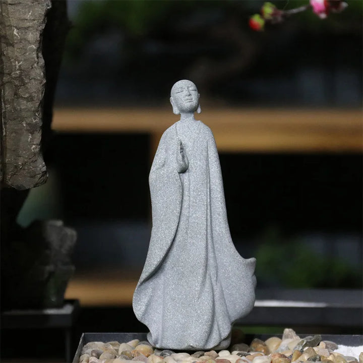 Skanto | Buddha Stein Statue Liten Buddhiste Munker Tibetansk Buddhisme Figurer Zen Hage Ornament Meditasjon Hjem Akvarium Dekorasjon