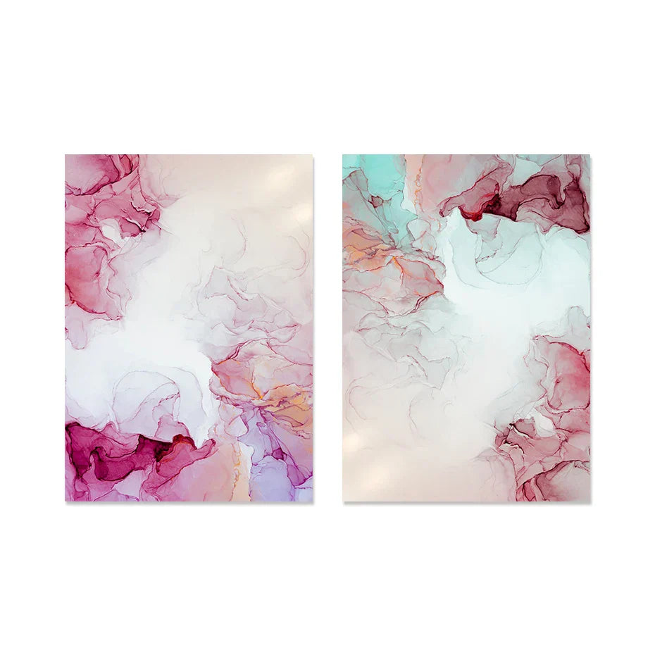 Abstract Minimalist Pink Ink Marble Print Wall Art Fine Art Canvas Prints Pictures For Living Room Bedroom Hotel Room Art Decor | Skanto