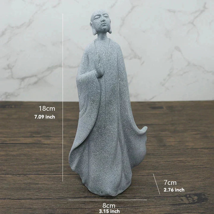 Skanto | Buddha Stein Statue Liten Buddhiste Munker Tibetansk Buddhisme Figurer Zen Hage Ornament Meditasjon Hjem Akvarium Dekorasjon