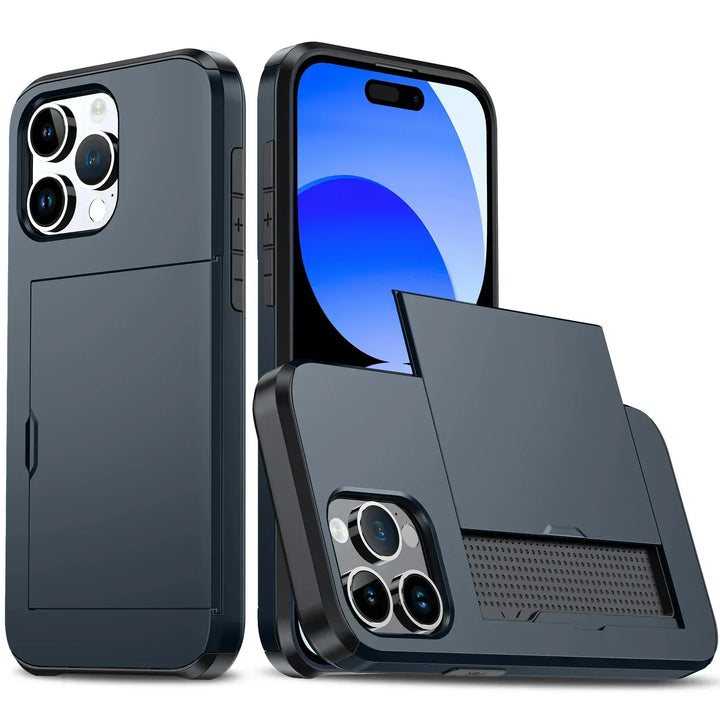 Skanto | LuxShield iPhone-deksel med kortlomme | Slank design | Kortoppbevaring | Beskyttelse og stil