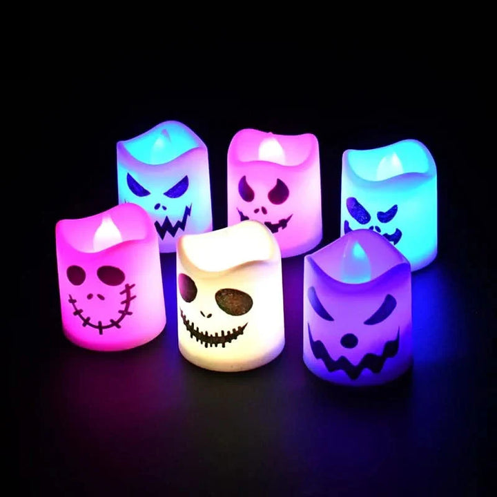 Skanto | Halloween LED Spøkelse & Gresskar Stearinlys – 6 Pakke