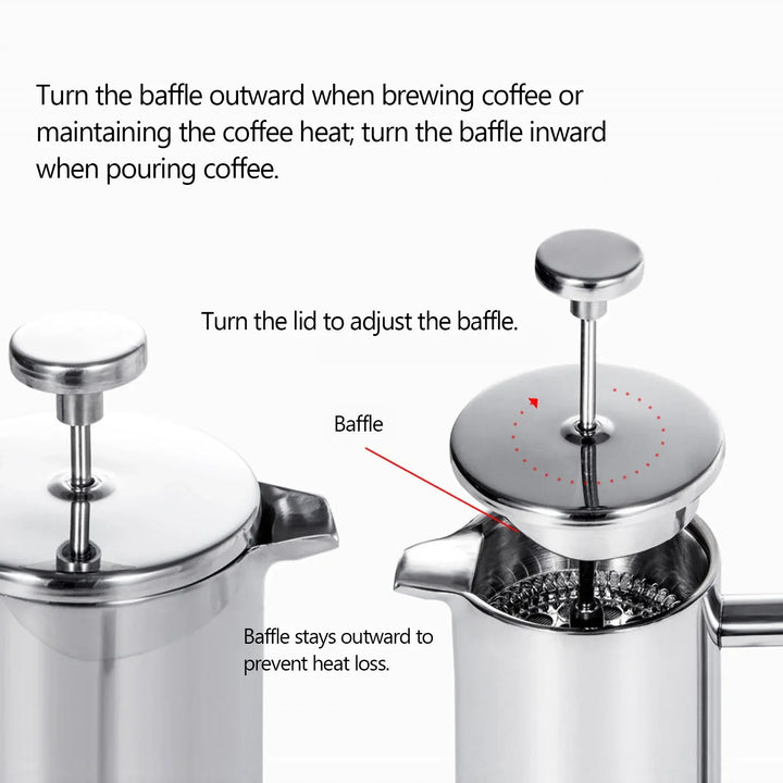 Skanto | Stålfransk Presse Kaffe Koker