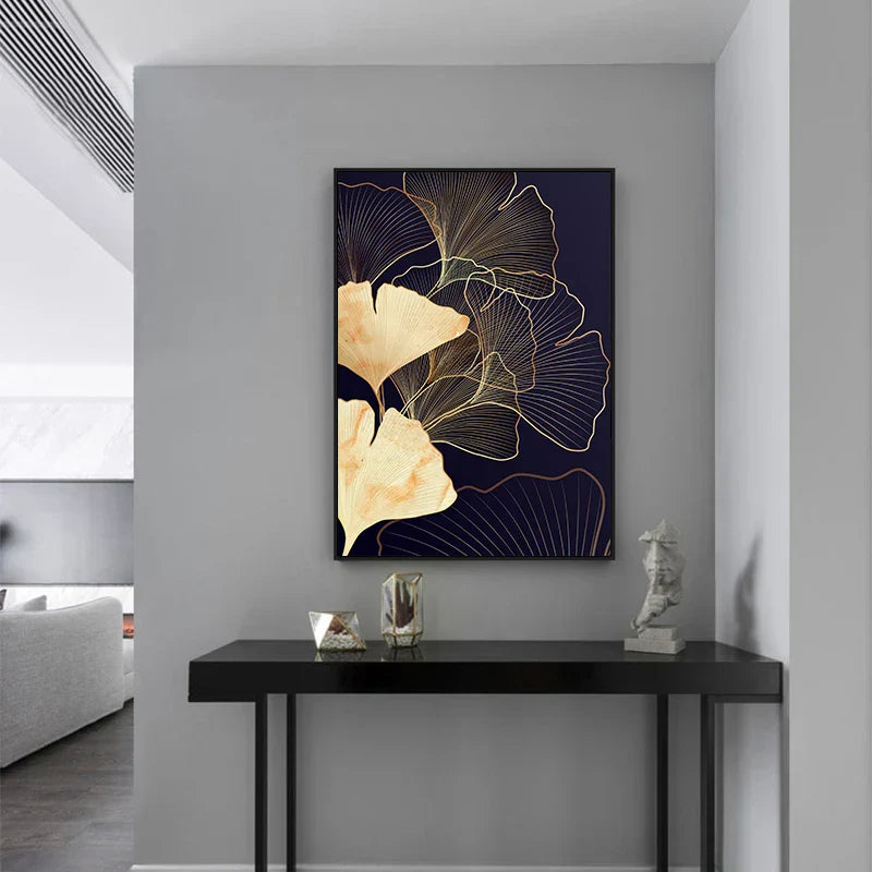 Abstract Botanical Tropical Blue Eggplant Floral Wall Art Fine Art Canvas Print Pictures For Living Room Bedroom Hotel Room Decor | Skanto