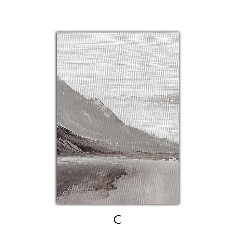 Abstract Gray Mountain Landscape Wall Art Canvas Prints Pictures For Modern Apartment Living Room Dining Room Art Decor | Skanto