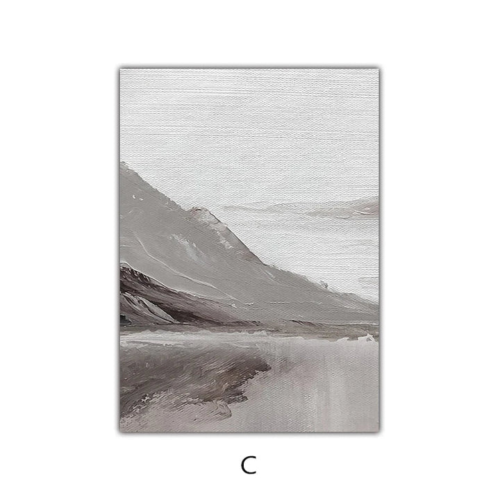 Abstract Gray Mountain Landscape Wall Art Canvas Prints Pictures For Modern Apartment Living Room Dining Room Art Decor | Skanto