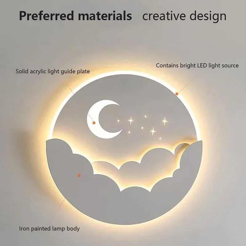 Skanto | Magisk LED Vegglampe med Måne og Stjerner │ Skap en Fortryllende Atmosfære i Rommet Ditt
