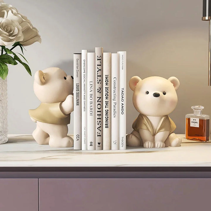 Milo Bear Bokstøtte Dekorativ Figurine i Kremfarge | Skanto