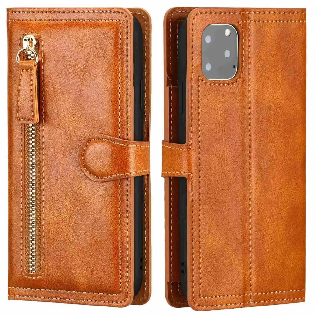Premium-Leder-iPhone-Klapphülle med Ständer