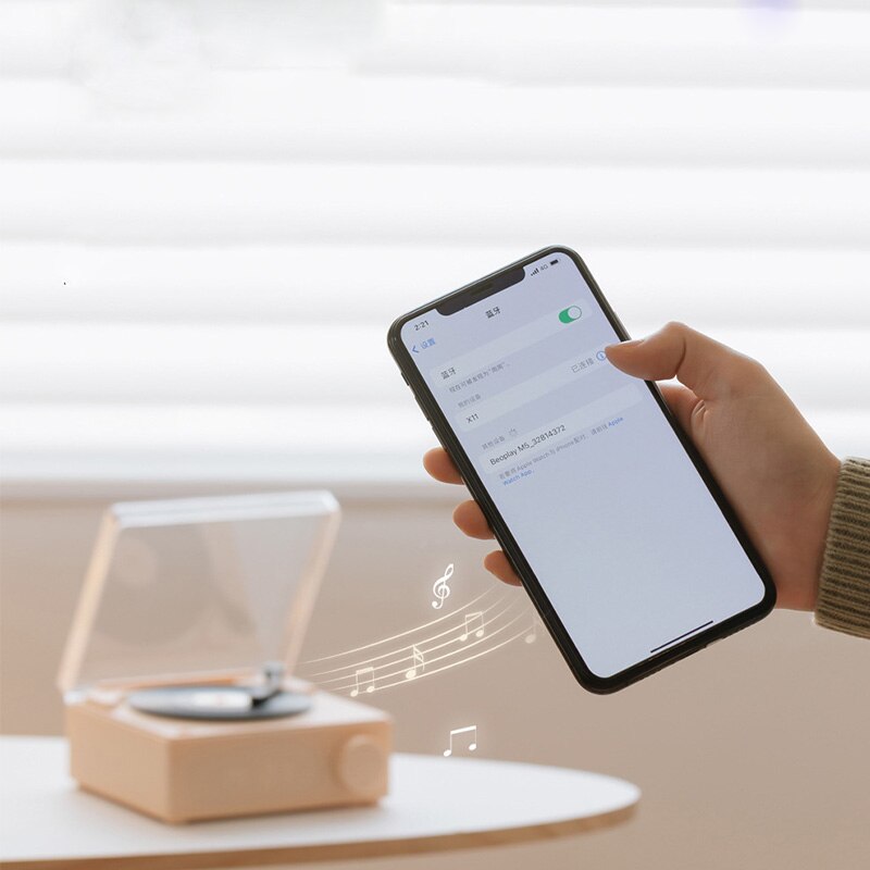 Skanto | Vintage Vibes Mini Platespiller Bluetooth Høyttaler