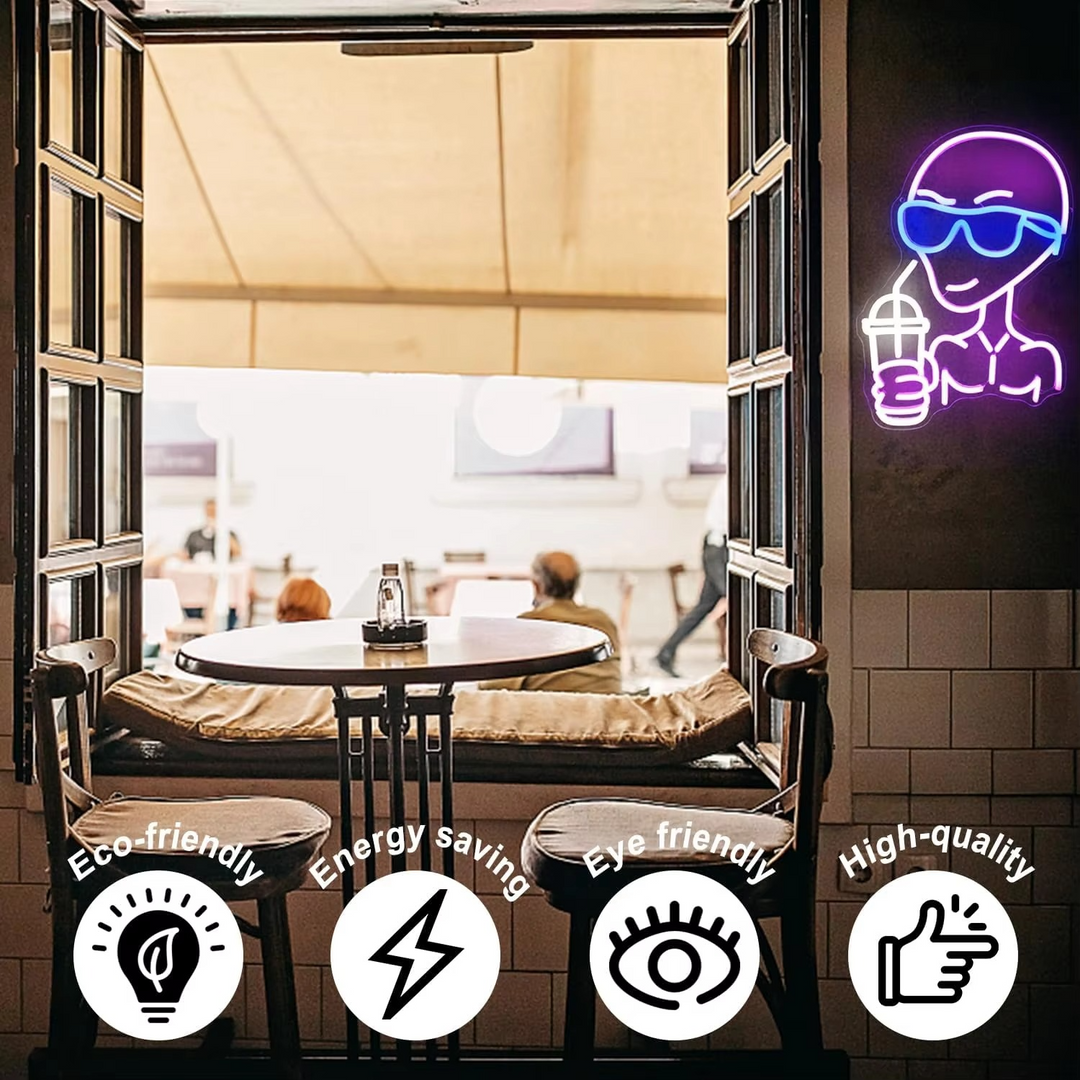 Skanto | Cosmic Alien Neon LED-skjold for unik hjem- og festdekor